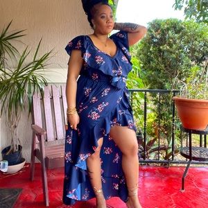 Plus Size Floral Print Wrap Dress (1X)